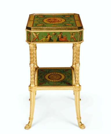 A GEORGE III STYLE POLYCHROME-PAINTED AND PARCEL-GILT OCCASI... - фото 3