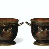 A PAIR OF FRENCH POLYCHROME-DECORATED BRASS JARDINIERES - photo 2
