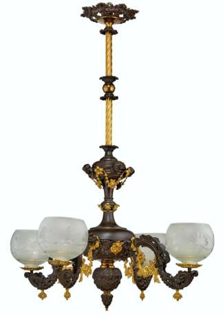 AN AMERICAN ROCOCO REVIVAL PARCEL-GILT AND PATINATED BRONZE ... - Foto 3