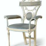 A PAIR OF NORTH ITALIAN CREAM AND BLUE-PAINTED ARMCHAIRS - photo 2