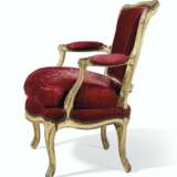 TWO LOUIS XV CREAM AND GREEN-PAINTED FAUTEUILS - фото 4