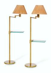 A PAIR OF FRENCH BRASS STANDING LAMPS