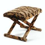 AN UPHOLSTERED X-FRAME STOOL - фото 1