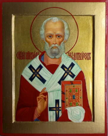 Icon “Icon of St. Nicholas the Wonderworker.”, Wood, Mixed media, Modern, Religious genre, 2019 - photo 1