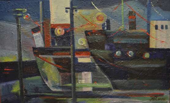 Peinture «Dans le port. Dans le port», Carton, Peinture à l'huile, 2014 - photo 1