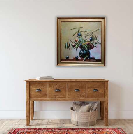 Gemälde „Oliven in einer Vase“, Karton, Ölfarbe, Realismus, Stillleben, 2020 - Foto 2