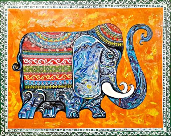 Gemälde „Der Elefant“, Leinwand auf dem Hilfsrahmen, Ölfarbe, Animalistisches, Russland, 2020 - Foto 1