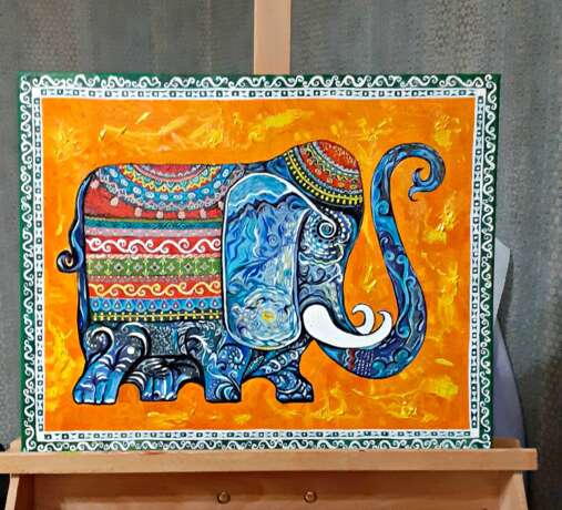 Gemälde „Der Elefant“, Leinwand auf dem Hilfsrahmen, Ölfarbe, Animalistisches, Russland, 2020 - Foto 2