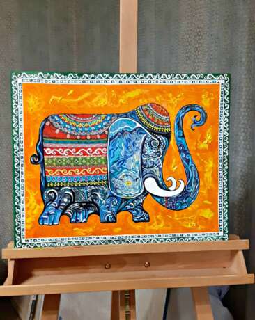Gemälde „Der Elefant“, Leinwand auf dem Hilfsrahmen, Ölfarbe, Animalistisches, Russland, 2020 - Foto 3