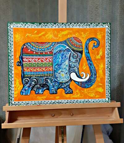 Gemälde „Der Elefant“, Leinwand auf dem Hilfsrahmen, Ölfarbe, Animalistisches, Russland, 2020 - Foto 4