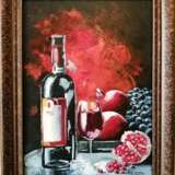 Gemälde „Granatapfelwein“, Karton, Ölfarbe, Impressionismus, Stillleben, 2020 - Foto 1