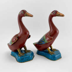 Paired figurines "Geese". China, enamel, handmade, 1921-1940