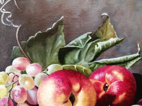 Painting “Peaches and Grapes”, Canvas, Oil paint, Realist, Still life, 2020 - photo 3