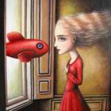 Painting “Red fish”, Cardboard, Acrylic paint, Surrealism, Fantasy, Russia, 2020 - photo 1