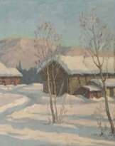 Post Impressionist German Snowscape With Soft Golden Light Post Impressionist German Snowscape With Soft Golden Light