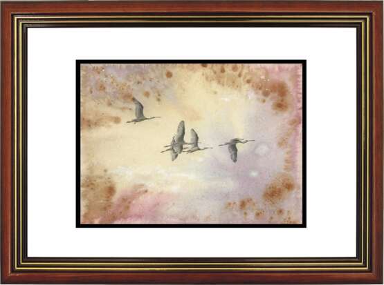 Painting “Oh, wild geese were flying. Drawing, handmade, 2021 Author - Mishareva Natalia”, Mixed medium, Mixed media, Realist, Animalistic, 2021 - photo 2