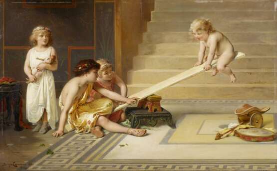 Spielende Kinder im antiken Interieur - фото 1