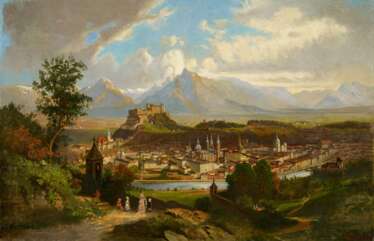 Blick über Salzburg mit der Festung oberhalb der Altstadt