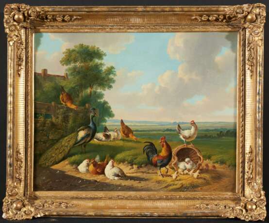 Zwei Gemälde: Hühner und Pfauen auf der Wiese - фото 6
