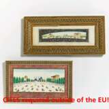 Zwei Miniature-Malereien mit Polo und Parade vor dem Palast - Foto 1