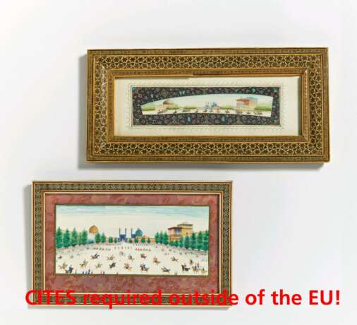 Zwei Miniature-Malereien mit Polo und Parade vor dem Palast - фото 1