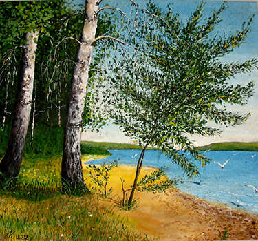 Пляж Canvas Mixed media Realism Landscape painting 1998 - photo 1