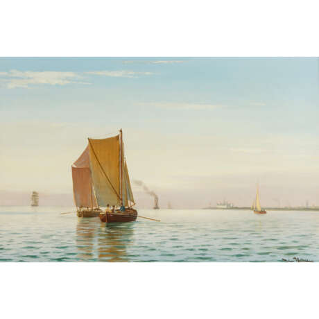 NEUMANN, JOHAN JENS (1860-1940) "Segelschiffe vor der Küste von Helsingor mit dem Schloss Kronborg" - photo 1