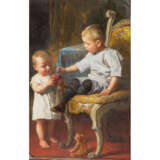 WAGNER, P. wohl PAUL (1864-?), "Zwei Kinder mit Apfel und Bär", - Foto 1