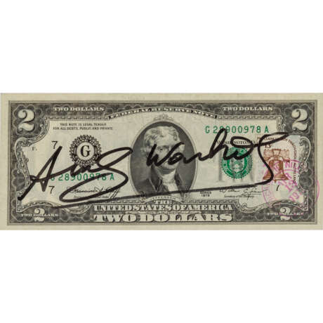 WARHOL, ANDY (1928-1987), "2 Jefferson's Dollars", 1976, als Autograph, - фото 1