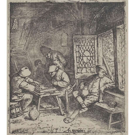 OSTADE, ADRIAEN (1610-1685), "Die Tricktrackspieler", - Foto 1