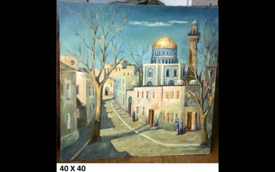 Painting “Blue Mosque”, Canvas, Oil paint, Realist, Landscape painting, 1990 - photo 1