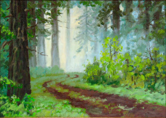 Painting “morning in the forest”, Oil paint, Realist, Landscape painting, 2015 - photo 1