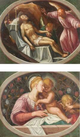 Zwei Gemälde: Madonna mit Kind und Johannesknaben. / Beweinung Christi - photo 1