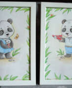 Карандашный рисунок. Картины в детскую "Малыши-панды". Пара.