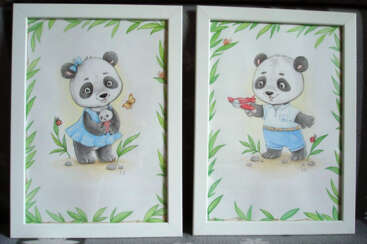 Bilder für den Kindergarten &quot;Panda Babies&quot;. Paar.