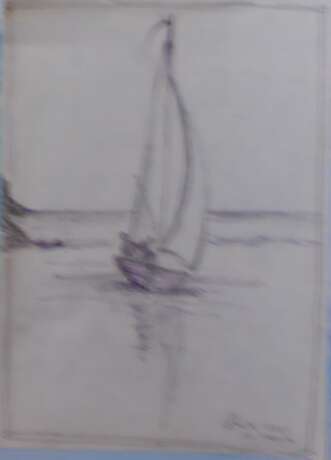 Painting “teaser for the painting Sailboat”, Mixed medium, Mixed media, Impressionist, Everyday life, 2021 - photo 1