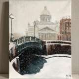Painting “Snowy Petersburg”, Canvas on the subframe, Oil paint, Landscape painting, Russia, 2020 - photo 1