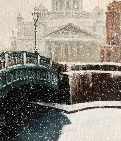 Painting “Snowy Petersburg”, Canvas on the subframe, Oil paint, Landscape painting, Russia, 2020 - photo 2