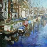 Gemälde „Frühling in Amsterdam“, Leinwand, Ölfarbe, Impressionismus, Landschaftsmalerei, 2021 - Foto 1