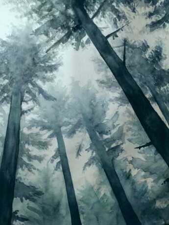 Drawing “Fog”, Paper, Watercolor, Landscape painting, 2020 - photo 3