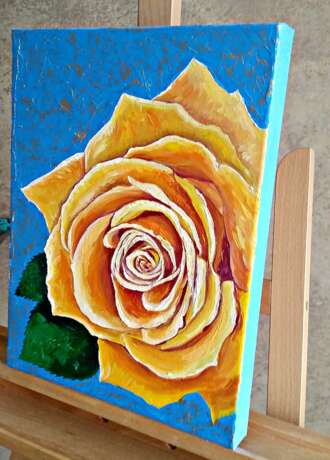 Желтая роза Canvas on the subframe Oil paint Still life 2020 - photo 5
