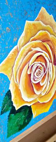Желтая роза Canvas on the subframe Oil paint Still life 2020 - photo 6