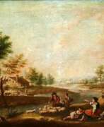 Pastoral. ITALY - LANDSCAPE WITH PEASANTS. FROM XVIII-XIX CENTURIES - OIL ON CANVAS