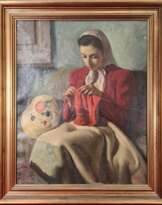 YOUNG WOMAN WEAVING - SIGNED YOUNG WOMAN WEAVING - SIGNED
