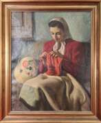 Frederico Lloveras i Herrera. YOUNG WOMAN WEAVING - SIGNED