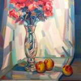 Painting “Morning roses”, Canvas on the subframe, Oil paint, Contemporary art, Still life, Russia, 2003 - photo 1