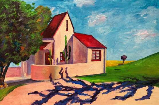 Peinture, Peinture design «Maison près de l'arbre. La maison près de l'arbre.», Bord, Peinture acrylique, Impressionnisme, Peinture de paysage, 2019 - photo 1