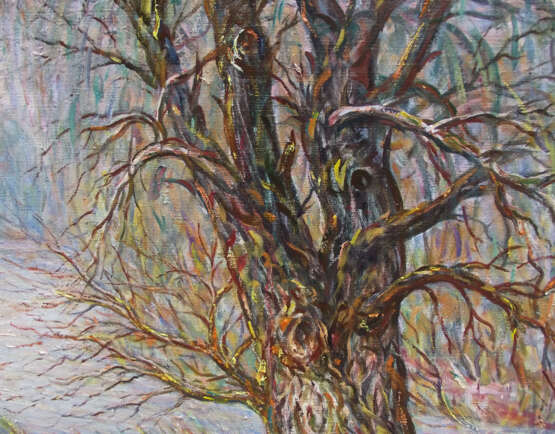 Peinture design «Un vieil arbre au bord de la rivière.», Toile sur le sous-châssis, Peinture à l'huile, Réalisme, Peinture de paysage, Ukraine, 2019 - photo 2