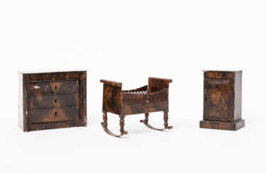 ROCK &amp; GRANER трех спален мебель для кукол трубки, конец 19 века. Века,