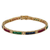 Armband mit Rubinen, Saphiren, Smaragden und Brillanten, - Foto 4